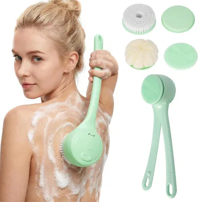 Dual Mode Long Handle Detachable Spin Exfoliating Shower Brush Deep Cleaning Adjustable Speed Waterproof Electric Body Brush