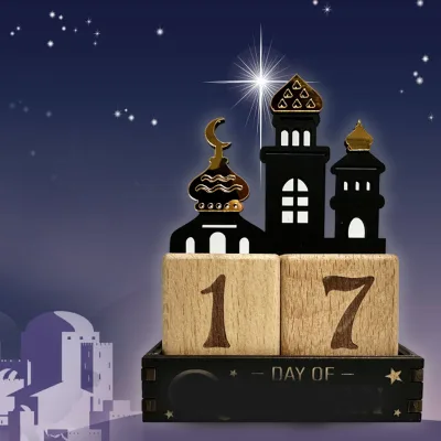 Ramadan Calendar Wooden Ornaments, Diy Calendar Wooden Products for the Countdown of Moon Palaces and Temples in the Middle East