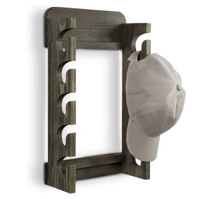 Wholesale Vintage Sustainable Wooden Wall Mounted Hat Clothing Storage Rack Baseball Cap Organizer Holder