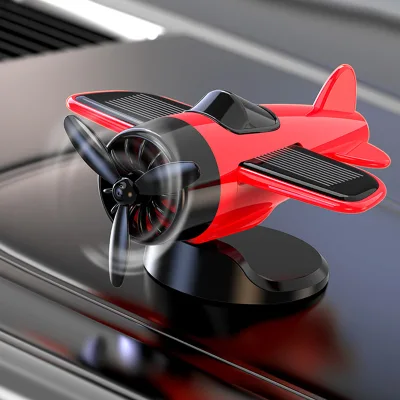 Car Solar Power Airplane Ornaments 360 Degree Rotary Car Center Console Aircraft Dashboard Ornament Car Interior Decoration