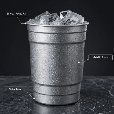 Factory Supply Stackable Aluminum Cup Lightweight Beverage Container for Bar Restaurant Catering and Events