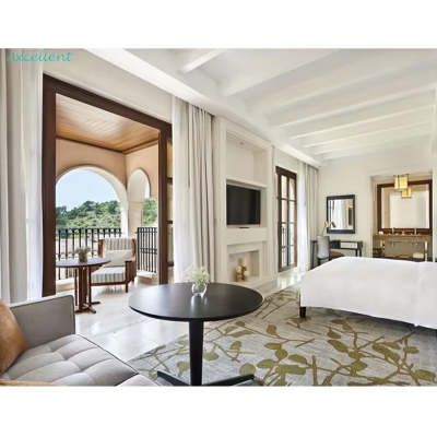 Wholesale French Style  king Size Panel Wood Hotel Bedroom Suite