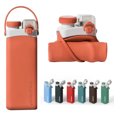 Silicone Collapsible 600ml BPA Free Eco-Friendly Folding Travel Water Bottle for Outdoor Camping