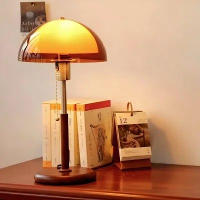Bedroom Bedside Table Atmosphere Light American Style Vintage Study Desk Lamp Mid-Century Adjustable Dimmable Power Socket