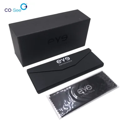 OEM Designer Eyeglass Cases Set Custom logo with Microfiber Cloth and Paper case