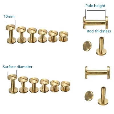 Brass Flat Flat Book Nail Arc Surface Mother-And-Child Screws Mother-And-Child Rivets Batch Flower I-Shaped Belt Screws Rivets