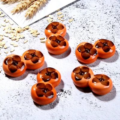 Persimmon Pair Ceramic Chopstick Holder Creative Desk Decor Paperweight and Tea Pet
