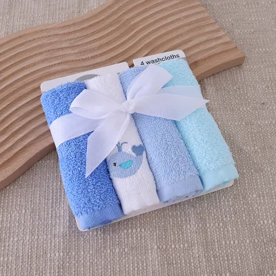 Factory Wholesale/OEM Children's Cotton square Towel Embroidered Soft Absorbent Cute Cartoon Designs Perfect for Kindergartens
