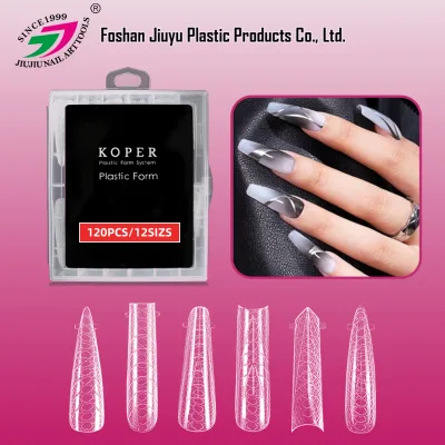 Wholesale 140pcs Almond Dual Forms Quick Building Nail Model Extension Oval Stiletto Plastic Nail Forms