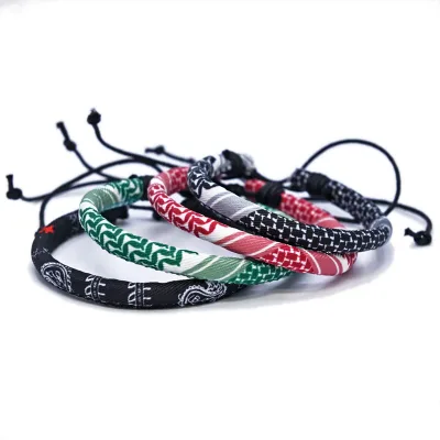 Four Color Arabic Style Adjustable Braided Arabic Free Palestine Bracelet Headscarf Ethnic Style Wholesale Palestine Bracelet