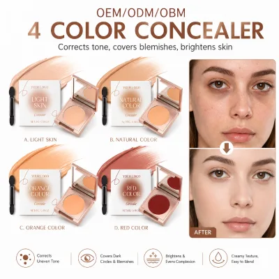 OEM ODM OBM Private Label Smooth Blend High Coverage Colors Cream Corrector Makeup Compact Color Correcting Concealer Palette