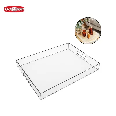 Hotel Table Food Drinks Service Acrylic Organizer Tray Clear Wholesale Acrylic Serving Tray With Handles