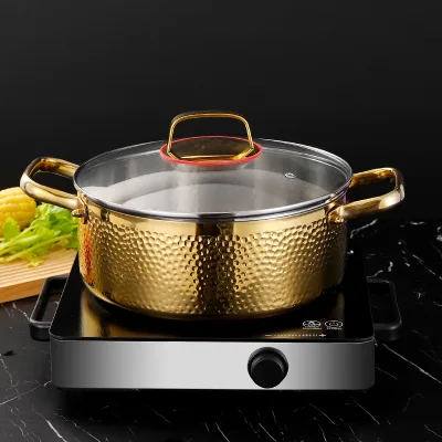 Factory Luxury Cookware Sets Pot With Glass Lid Kitchen Ware 5 Layer Stainless Steel Cooking Pot Set
