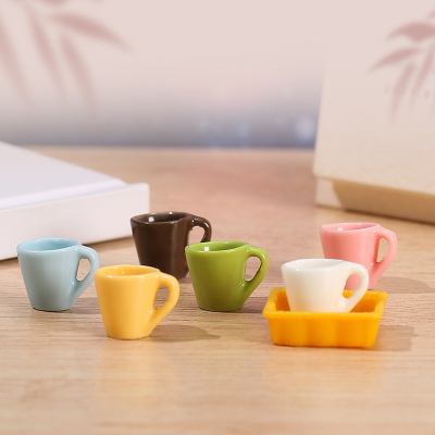 Miniature Six-Color Cup Resin Plate Model Micro Landscape DIY Toy Decorations for Unisex Ages 14+ Doll House Miniatures