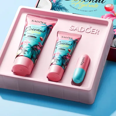 Hot Selling Moisturizing Nourishing Fragrance Body Cream Hand Cream Lip Balm Gift Box