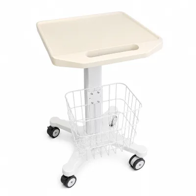 Premium Medical Ultrasound Trolley Mobile Hospital Instrument Cart with Storage Shelf and Lockable Casters for Clinic Use