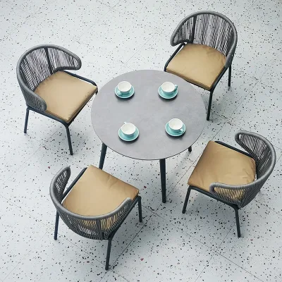 Modern Outdoor Garden Dining Set Creative Living Room Patio Rattan Balcony Table Chairs Metal Simple for Hotel Leisure Outdoor