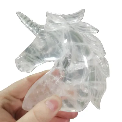 High Quality Natural Rose Quartz Crystal Unicorn Gemstone Carving Handmade for Decorative Crystal Crafts Healing Hand Crystal