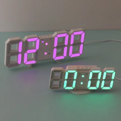 Digital Wall Clock 3D LED Wall Clock Light Alarm Clock for Bedroom Living Room Decor