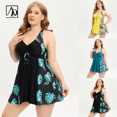 Large Size Swimsuit One Piece Swimwear Women Plus Big Breast Women Beach Monokini Fat Swim Suit Print Bikini OEM Service AD