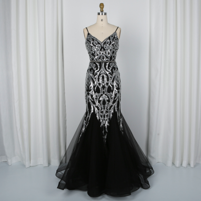 Real Picture Tulle Sequined Embroidered Mermaid Prom Dresses Ladies Gowns 2020 Evening Party Prom Birthday Dresses