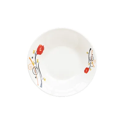 Flower Pattern Household Kitchen Tableware Ceramic Disc Plate Dish With Plant Pattern High Practicability Sustainable Features