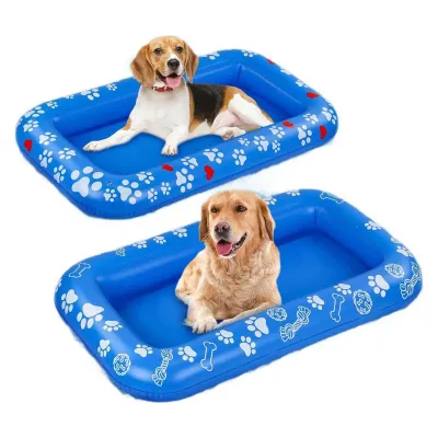 Factory Customized PVC Inflatable Pet Floating Bed Summer Water Blue Floating Bed Convenient Folding Inflatable Recliner