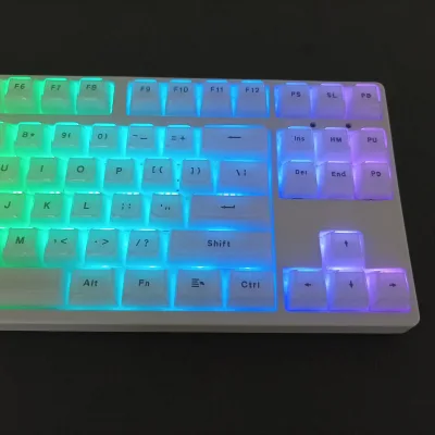 117 Keys Transparent Ice Crystal Keycaps White Pink Mini Character Keycaps for Mechanical Keyboard