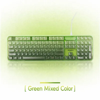 MOFii Crystal Arc 708 RGB Backlit Quiet Ergonomic 105 Keys Full Size Office Typing Aesthetic Pastel Color Wired Keyboard