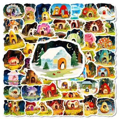 DIY Decor for Phone Case Notebook Water Cup Laptop Scrapbook Accessory Cartoon Animal House PVC Waterproof Graffiti Stickers