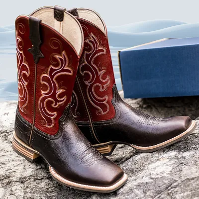 Vintage Western Boots Cowboy Boots for Women High Quality Comfortable Cow Leather Shoes Patchwork Short Boots Female