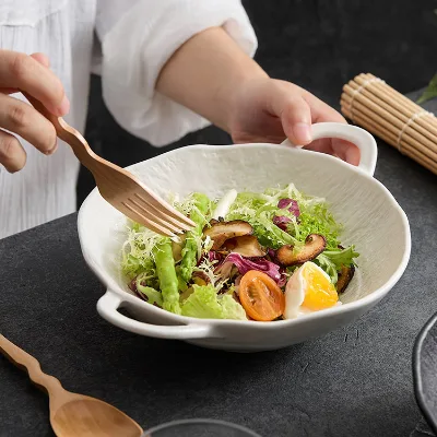 Porcelain Hand Painted Color Glaze Microwave Safe Stackable Soup Noodle Rice Ceramic Cup Bowls