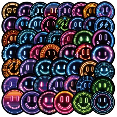 50PCS Neon style facial expression cute smile face sticker