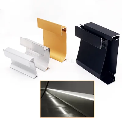 Luxurious Modern LED Corner Floor Lamp with Aluminum Baseboard Metal Edging for Hotel or Apartment Wall Lighting Focus