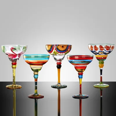 New 1 Hand-painted Fruit Slice Margarita Red Wine Glass Crystal High-footed Cup Charm Minimalist Design Modern Style