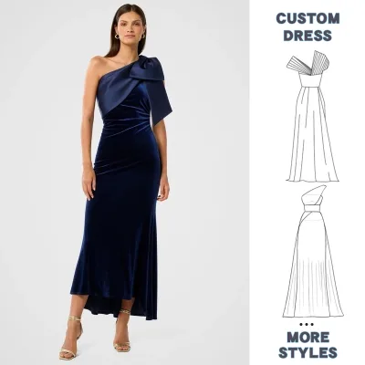 High-Quality New Summer Evening Dress, Sleeveless, Off-The-Shoulder Long Ladies' Bodycon Dress, Velvet Ladies' Evening Dress