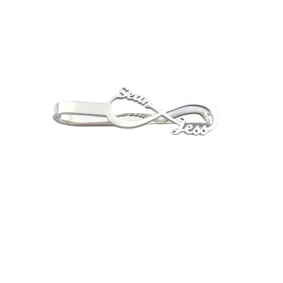 Man Father Gifts Infinity Double Name Tie Clip Stainless Steel Customized Men Personalized Name Tack Men Groom Jewelry Gift