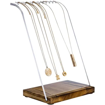 Acrylic Necklace Display Stand Tabletop Storage Rack for Necklaces Vanity and Retail Counter Display