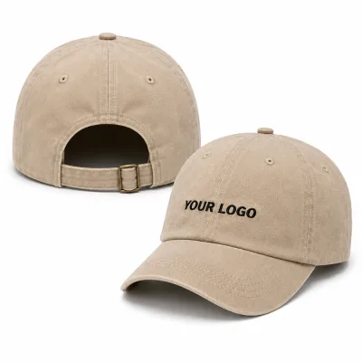 Premium Custom Washed Cotton Sporty Unisex Dad Hat with Flat Embroidery Logo Adjustable Metal Slide Buckle for Corporate Events