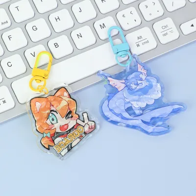 Hot Sale Custom UV Printing Anime Water Ripple Acrylic Keychain Cute Cartoon Character Irregular Shape Lightweight Waterproof
