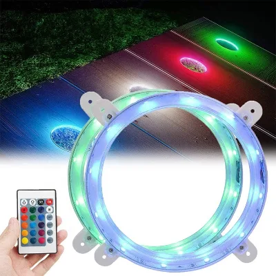 Cornhole Lights for Hole and Board Multicolor Changing 16 Colors Remote for Family Backyard Bean Bags Toss Game