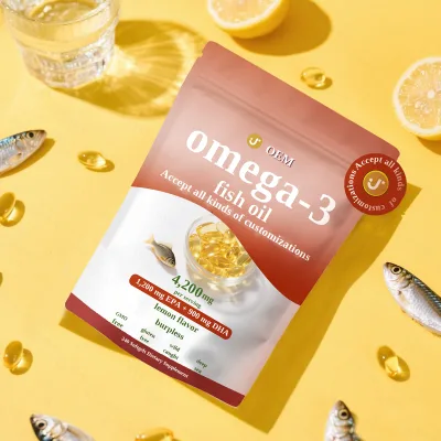 Wholesale Fish Oil Omega-3 Softgels, Custom Label & Packaging, 1000mg with 300mg EPA/DHA, Factory Direct Price