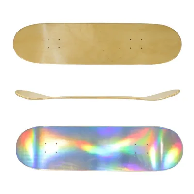 OEM Plain Blank Silver Foil Skate Deck, 8.25 Inch Deep Concave Skateboard Deck Longboard Deck