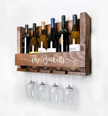 Wall Mounted Wine Rack With Glass Holder Floating Wine Shelf for Home & Kitchen Decor