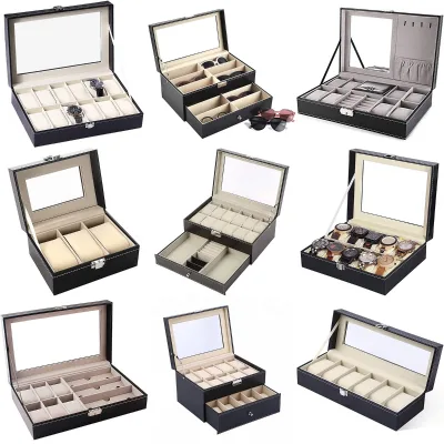 Selling Direct by Factory PU Leather 2/3/6/10/12/20/24 Bits Watch Storage Box Watch Box