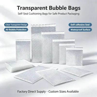 Transparent Self Seal Bubble Bags Shockproof Cushion Air Bubble Pouch Custom Size Factory Direct Supply