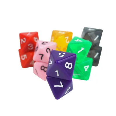 Hot Sale D8 Side Polyhedral Dice Number 1-8 Sharp-edged Transparent or Opaque Colors Custom logo for Dnd Dice Accessaries Casino