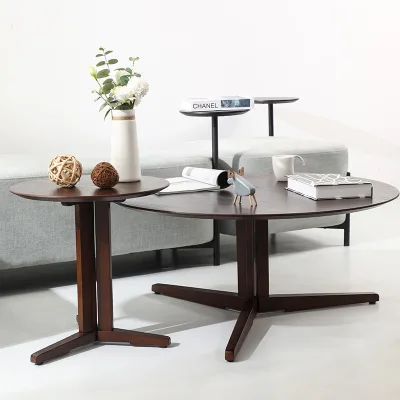 Minimalist Living Room Coffee Table Walnut-Colored Modern Solid Wood Frame Disassembly Designer-Crafted Creative Furniture