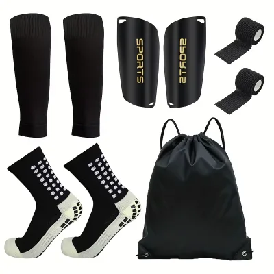 Aofit Custom 5 Piece Protective Gear Football Shin Pads Grip Soccer Socks Set Sleeves Shin Guards Kinesiology Tape