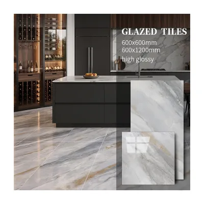 Industrial Crystal White Marble Pattern Porcelain Stoneware Floor and Wall Tiles 600x600 Wear-Resistant Mall Restaurant